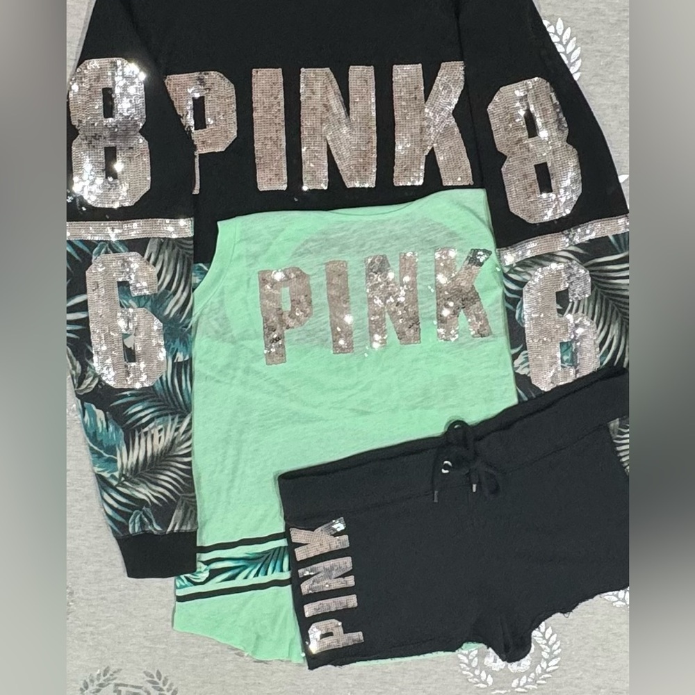 VS PINK TROPICAL FERN BLING 3PC SET